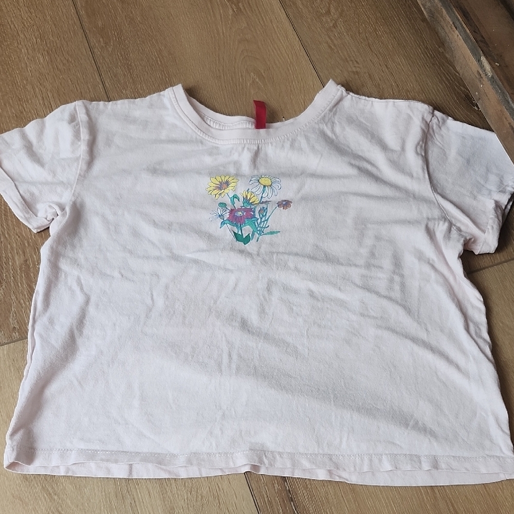 Pink Floral Tshirt, Girls Large 14